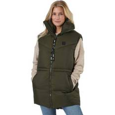 Svea W Generous Hip Length Vest - Dark Army