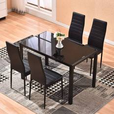 Glass table and chairs 4HOMART Chairs with Glass Table Dining Set 27.5x47.5" 5