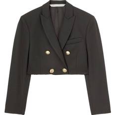 Linen Blazers Palm Angels Cropped Double-Breasted Blazer - Black