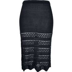 Acryl Röcke Urban Classics Damen Rock 3/4 Crochet Knit Skirt Black