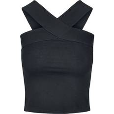 5XL - Donna Canottiere Urban Classics Crop Top - Ladies Cross Top - Nero