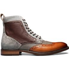 Gray - Men Lace Boots Stacy Adams Finnegan Wingtip - Cognac Multi