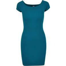 Urban Classics Damen Off Shoulder Rib Dress Kleid, Watergreen