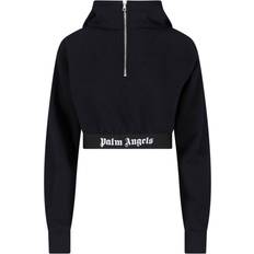 Palm Angels Herr Kläder Palm Angels logo-strap cotton cropped sweatshirt women Polyester/Spandex/Elastane/Cotton/Polyamide Black