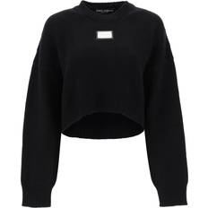 Dolce & Gabbana Wool and cashmere round-neck sweater with logo tag