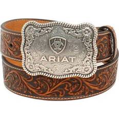 Nylon Accessories Ariat Men's Embossed Buckle Belt, Black/Tan