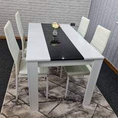 MDF Dining Tables Kosy Koala Table with 4 white chairs Dining Table 117x77cm