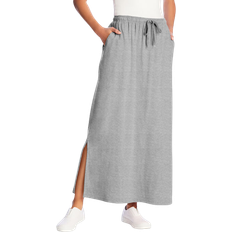 Gray - Long Skirts Woman Within Women's Sport Knit Side Slit Skirt - Heather Grey