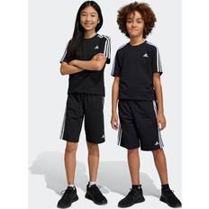 Adidas Junge Hosen Adidas Essentials 3-Streifen Knit Shorts - Schwarz