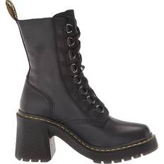 Dr. Martens Chesney Leather Flared Heel Lace Up Boots - Black