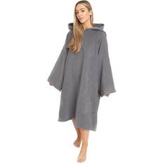 Black Bath Towels Brentfords Adult Poncho Oversized Hooded Bath Towel Black