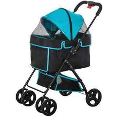 Mascotas Pawhut stroller foldable carriage brake basket adjustable canopy removable cloth