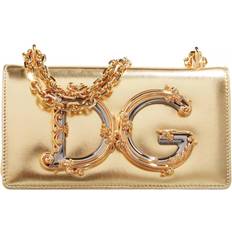 Gold Crossbody Bags Dolce & Gabbana DG Girls phone bag in nappa mordore leather