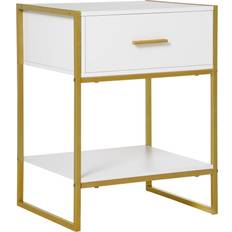 Gold Tables Homcom Modern White/Gold Bedside Table 40x45cm