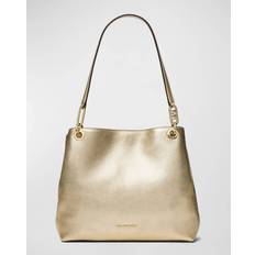 Michael Kors Kensington Large Metallic Shoulder Tote Pale Gold