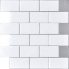 Floor Tiles Art3d 12"x12" Peel and Stick Backsplash Tile for Kitchen White Subway Tile10-Pack