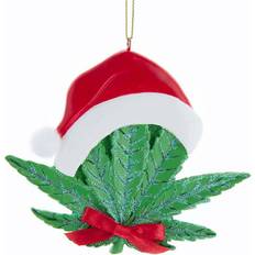 Interior Details Kurt Adler Multi-Color Cannabis Leaf Santa Hat Christmas Tree Ornament