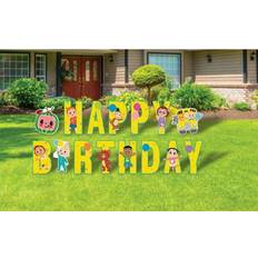 Party Decorations Four Seasons Cocomelon happy birthday yard signs with metal stakes, 16" letters