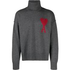 Ami Paris Men Clothing Ami Paris De Cåur Wool Sweater - Grey