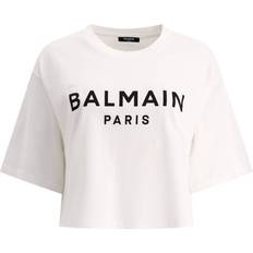 Balmain Logo Crop T-Shirt - White