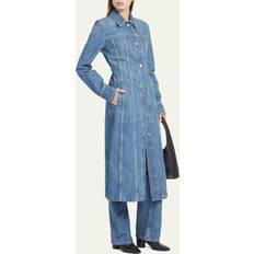 Ferragamo Coats Ferragamo Blue Button Denim Midi Dress 004 BLU DENIM IT