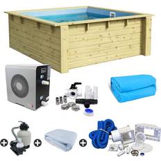 Pool wärmepumpe Holzpool SET Rechteck Folie blau 2,20 x 2,20 x 0,78 m Wärmepumpe