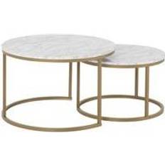 Furniture SECONIQUE Dallas Marble/Gold Coffee Table 74cm 2pcs