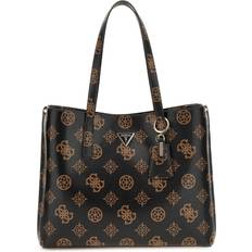 Guess Crossbody Bags Guess Meridian Monogram Medium Girlfriend Satchel Mocha Logo Mocha Logo