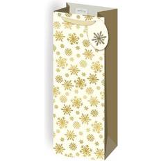 Christmas Gift Wrapping Papers The Home Fusion Company 2 x Cream & Gold Snowflake Christmas Bottle Bags