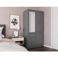 Gray Wardrobes 100% Solid Wood 2-Door Metro with