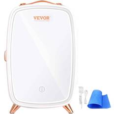 Minineveras VEVOR Mini Frigorífico Cosmético de 6 l 8 Latas de 330 ml Mini Refrigerador Portátil de Espejo HD y Luz LED USB/Adaptador Temperatura Blanco