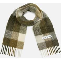 Acne Studios Mohair Checked Scarf - Taupe/Green/Black