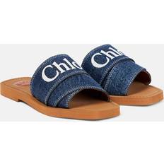 Denim Sandals Chloé Woody denim flat mule denim