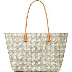 Tory Burch Canvas Basketweave Tote Bag - White