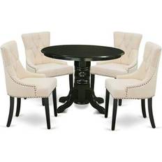 Dining room table black East West Furniture SHFR5-BLK-02 Dining Set 42" 5