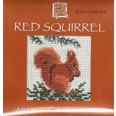 Textile heritage counted cross stitch gift card red squirrel