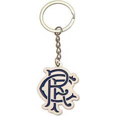 Solid Colour Keychains 40mm 35mm, Blue/White Rangers FC Scroll Crest Keyring