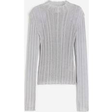 Silver Jumpers H&M Ladies Silver Shimmering rib-knit jumper