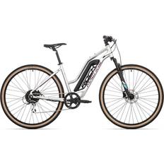 Rock Machine Elcyklar Rock Machine Electric Bike Crossride E350 Lady - Gloss Silver/Dark Crimson/Neon Cyan