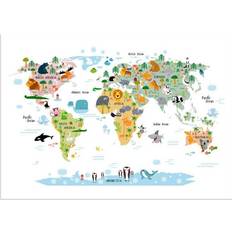 Posters Kid's Room on sale Postery Animal World Map - White