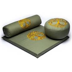 Yogi & Yogini Meditationssæt i 3 dele Olivengrøn m. Livets Træ