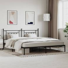 Beds & Mattresses vidaXL Metal Bed Frame with Headboard Black