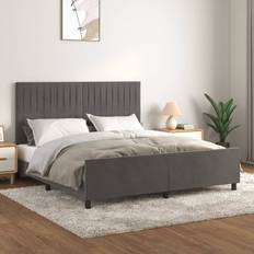 Sängar & Madrasser vidaXL Bettgestell Mit Kopfteil 180x200 cm Dunkelgrau Bettrahmen