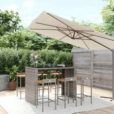 Holz Bargruppen vidaXL 7-tlg. Gartenbar-set Grau Poly Bargruppe, 1 Tisch einschl. 6 Stühle