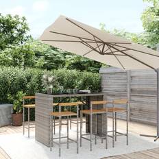 vidaXL 7-tlg. Gartenbar-set Grau Poly Bargruppe