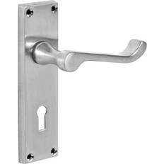 Window Hardware & Fittings Satin Chrome Victorian Long Backplate Scroll Lever Lock Door