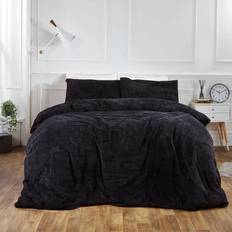 Textiles Brentfords Teddy Fleece Duvet Cover Black (198x198cm)