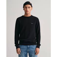Gant cotton crew jumper Gant Cotton Piqué Crew Neck Jumper - Black