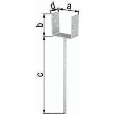 Escuadras Alberts Base Para Poste ETA-10/0210 101x100x400x60 mm TZN m.ext.langem Betonanker GAH