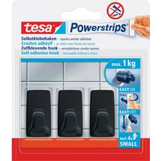 TESA Black Hooks S Powerstrips Selvklæbende Krog Small Kantet 1 kg